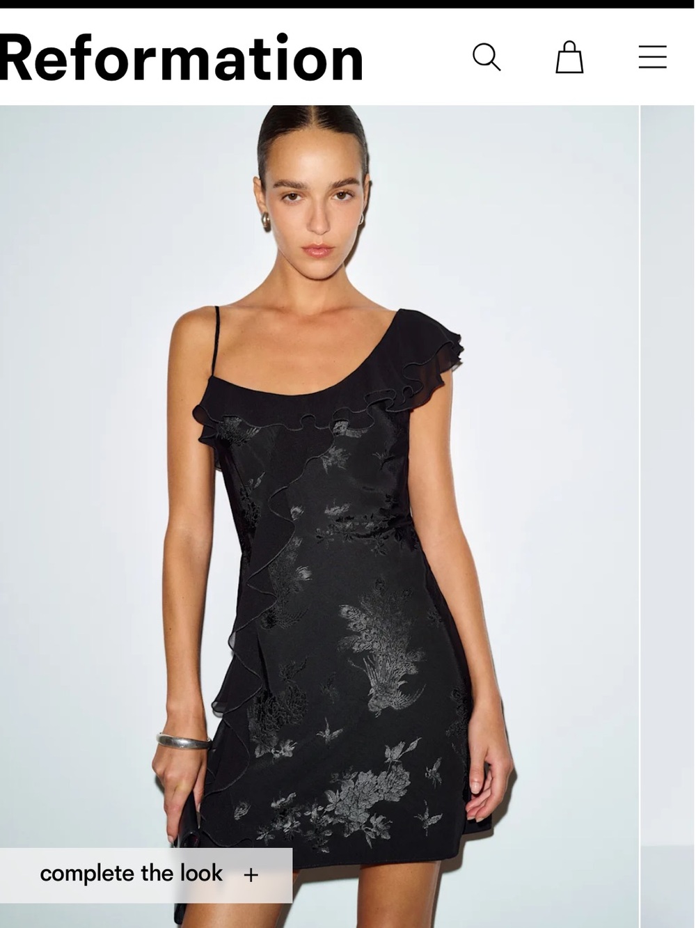 Reformation One-Shoulder Ruffle Slip Dress - Picture 3 of 3